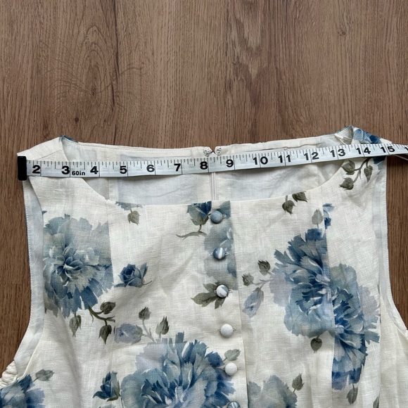 Faithfull The Brand Blue Floral Linen Mini Dress NWT | Summer Cottagecore 10 - Picture 11 of 12